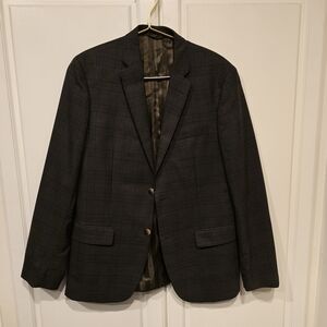 Ben Sherman Charcoal And Blue Plaid Blazer